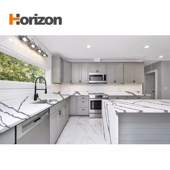 New Look Black Marquina Artificial Quartz Stone Slabs with White Veins