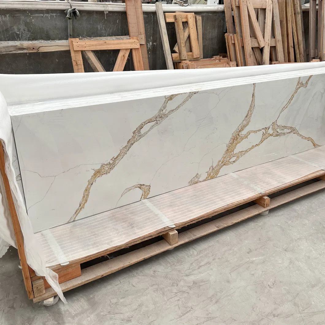 Hot Sale Factory Price Calacatta Gold Quartz Stone Countertops Slabs